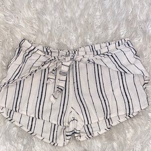 Black & White Striped Billabong Shorts Tie in Front